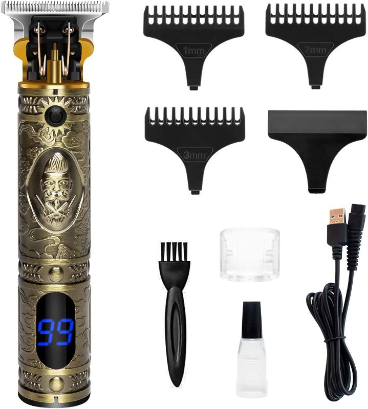 Photo 1 of Qhou Upgraded T Blade Hair Trimmer for Men, Cordless Electric Pro Li Outliner, Zero Gapped Detail Barbershop Beard Shaver Rechargeable Hair Clippers with Limit Combs Guards & LED Display - Bronze
