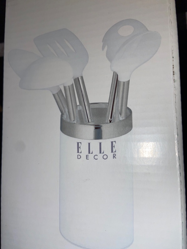 Photo 1 of Elle Decor 6-Piece Nylon Silicone Kitchen Utensil Set with Holder
