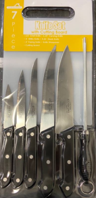 Photo 1 of EuroWare 7 Piece Knife Set with Cutting Board