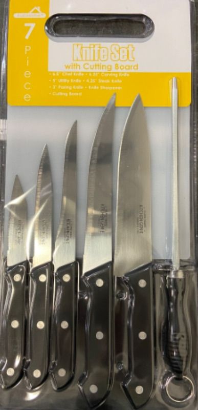 Photo 1 of EuroWare 7 Piece Knife Set with Cutting Board