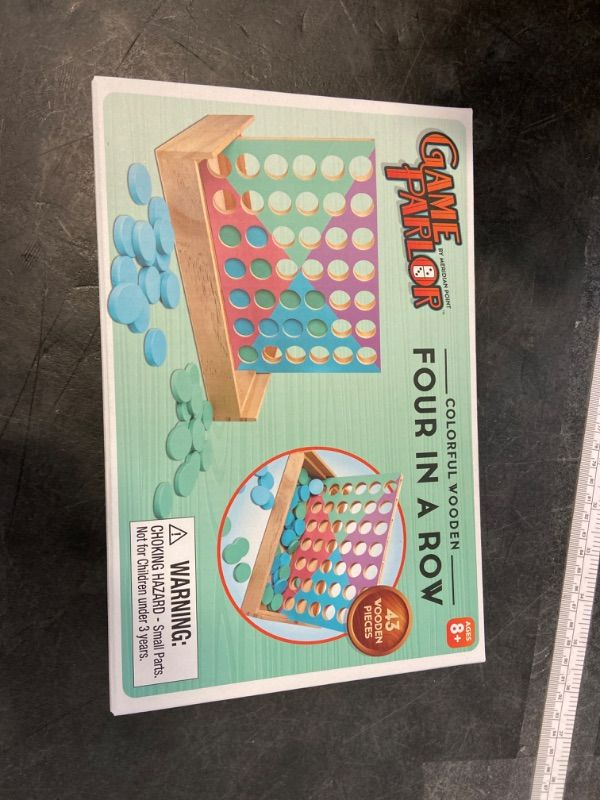 Photo 2 of Colorful Wooden Four in a Row Game - Exciting Indoor Games for Kids & Adults, 9x6 Inch Game Grid, 42 Colored Wooden Playing Pieces - Perfect Kids Family Board Games, Fun 4 in a Row Wood Board Game
