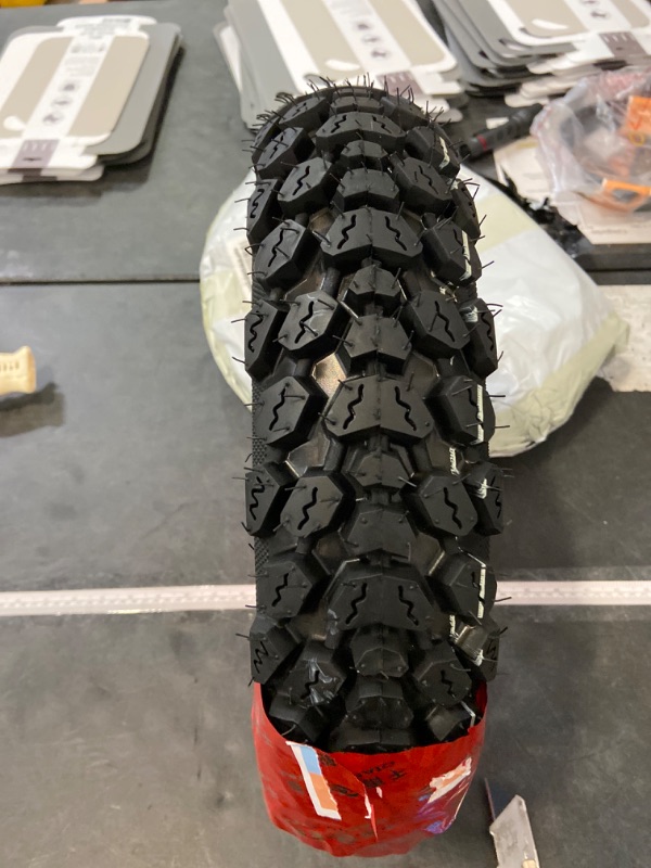 Photo 2 of 3.50-10 Tire | 3.50 10 Inch Tubeless Tire Compatible with 90/100-10 | 3.50-10 Offroad Snow Knobby Tire for Front/Rear Replacement Spare Accessory Fits on 10 Inch | 58J 8 P.R.
