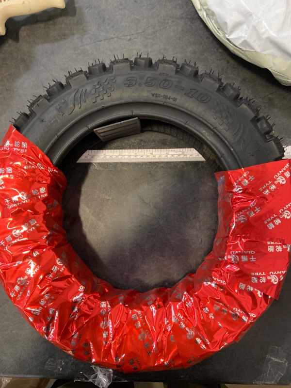 Photo 3 of 3.50-10 Tire | 3.50 10 Inch Tubeless Tire Compatible with 90/100-10 | 3.50-10 Offroad Snow Knobby Tire for Front/Rear Replacement Spare Accessory Fits on 10 Inch | 58J 8 P.R.
