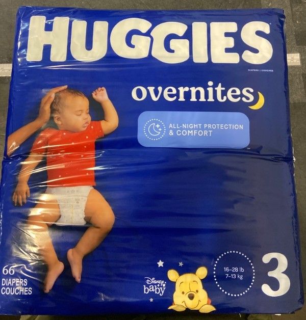 Photo 2 of Huggies Overnites Diapers, Size 3, 66 Diapers
