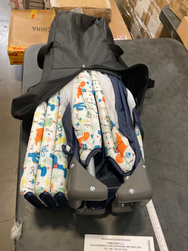 Photo 1 of Pamo Babe Travel Foldable Portable Bassinet Baby Infant Comfortable Play Yard Crib Cot with Soft Mattress, Breathable Mesh Walls, and Carry Bag, Blue
