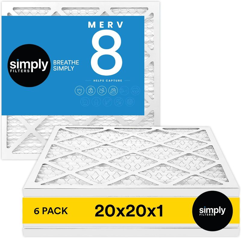Photo 1 of Simply Filters 20x20x1 MERV 8, MPR 600, Air Filter (6 Pack) - Actual Size: 19.75"x19.75"x0.75" HVAC, AC Furnace Air Filter
