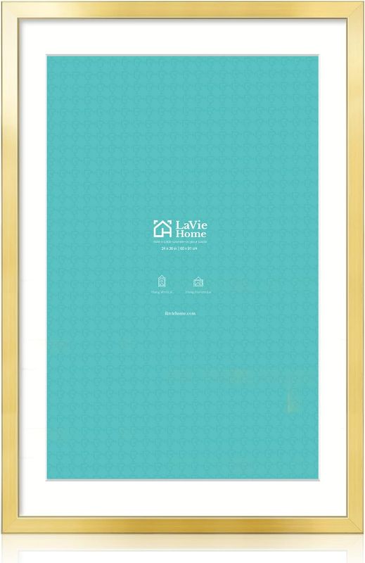 Photo 1 of LaVie Home 24x36 Picture Frame Gold Poster Frame,Display Pictures 20x30 with Mat or 24x36 Without Mat, Stable and Sturdy Frame and Polished Plexiglass, Horizontal and Vertical Format of The Walls
