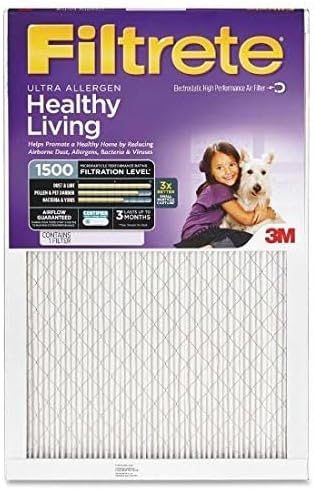 Photo 1 of Filtrete 18x30x1 AC Furnace Air Filter, MERV 12, MPR 1500, CERTIFIED asthma & allergy friendly, 3 Month Pleated 1-Inch Electrostatic Air Cleaning Filter, 6-Pack (Actual Size 17.81x29.81x0.78 in)
