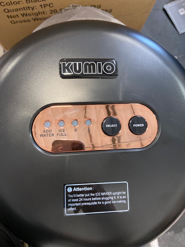 Photo 1 of KUMIO Ice Maker Countertop, Retro Design Bullet Clear Ice 10pcs in 8Mins, 33Lbs/Day, 2.5Qt Water Reservoir & 2 Ice Size (S/L), Self-Cleaning Portable Ice Machine with Ice Basket and Scoops, ICM-1550
