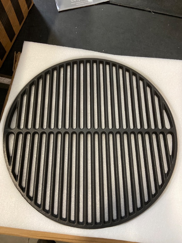Photo 2 of KAMaster 18 inches Cast Iron Cooking Grids Grates for Large Big Green Eggs,Cast Iron Round Grill Grate Cooking Grate Perfect for Pretty Barbecue Marks(18"-Fit Large GRILL)
