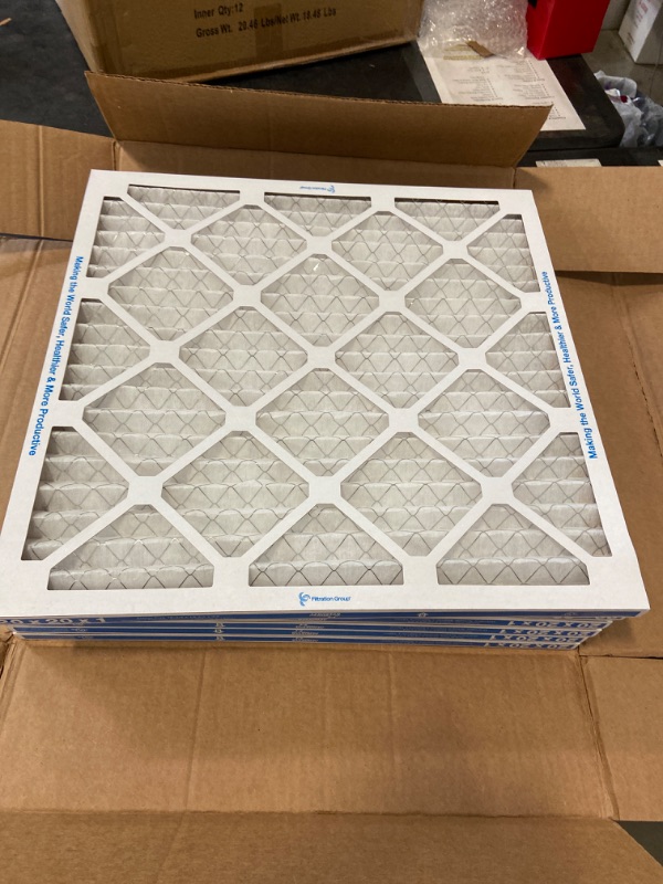 Photo 2 of Aerostar 20x20x1 MERV 8 Pleated Air Filter, AC Furnace Air Filter, 6 Pack (Actual Size: 19 3/4" x 19 3/4" x 3/4")
