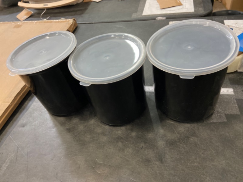 Photo 2 of G.E.T. CR-0270-BK Round Food Storage Crock w/ Lid, 2.7 Quart, Black (Set of 3) Black 2.7 quarts Set of 3