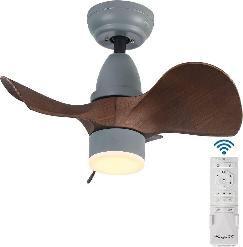 Photo 1 of Ceiling Fans with LED Lights, 22 Inches Modern Ceiling Fans with Remote Control, Ceiling Fan with Light Dimmable, Reversible Silent DC Motor, 5 Speeds, Timing Function(Brown)
