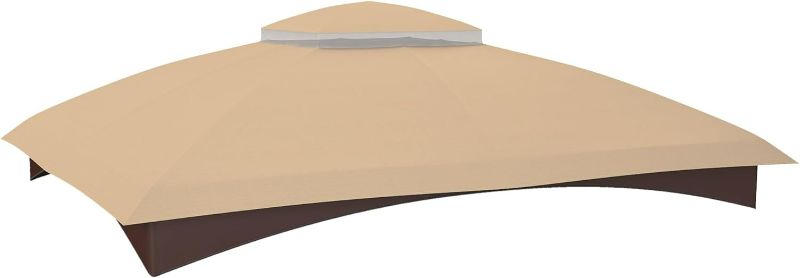 Photo 1 of (Top Only) 10' x 12' Gazebo Canopy Replacement, 2-Tier Outdoor Gazebo Cover Top Roof with Drainage Holes, , Beige

