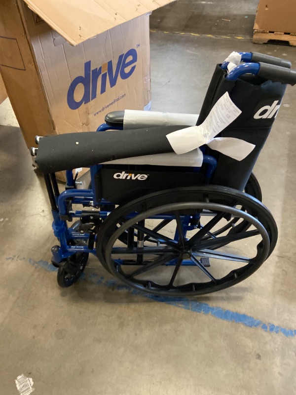 Photo 2 of Drive Medical BLS18FBD-ELR Blue Streak Lightweight Wheelchair with Swing-Away Elevating Leg Rests and Flip-Back Arms 18 Inch Elevating Leg Rests