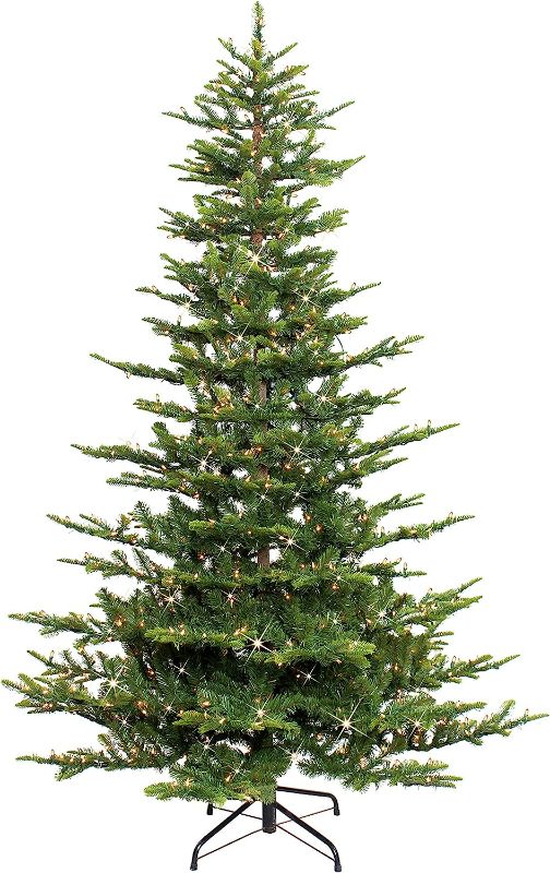 Photo 1 of Puleo International 6.5 Foot Pre-Lit Aspen Fir Artificial Christmas Tree with 500 UL Listed Clear Lights, Green
