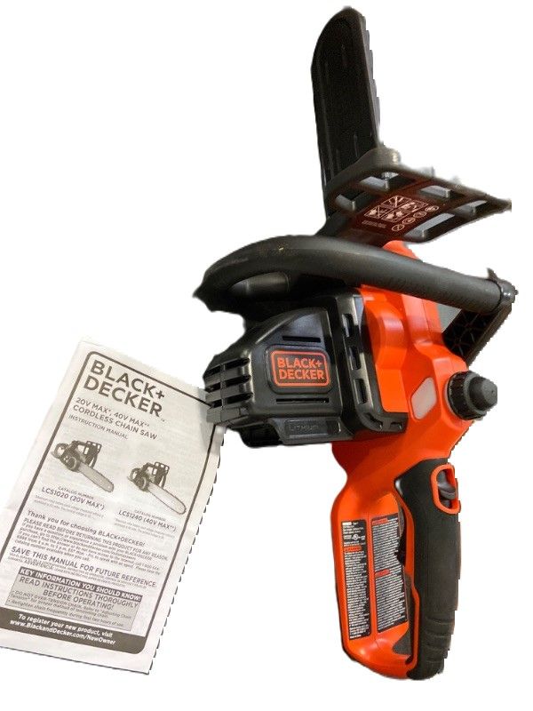 Photo 2 of BLACK+DECKER 20V MAX* Cordless Chainsaw, 10-Inch, Tool Only (LCS1020B)
