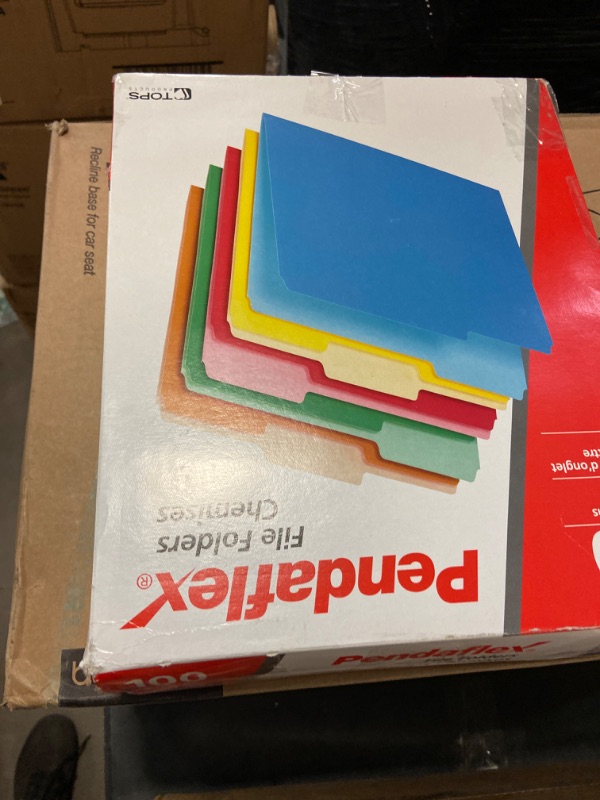 Photo 3 of Pendaflex - Two-Tone File Folders 1/3 Cut Top Tab Letter Assorted Colors 100/Box "Product Category: File Folders Portable & Storage Box Files/Folders" 