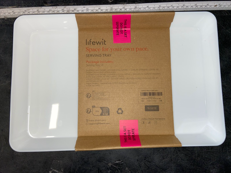 Photo 2 of Lifewit Serving Tray Plastic for Party Supplies, 15" x 10" Platters for Serving Food, 3 pcs Christmas White Reusable Tray for Veggie, Snack, Fruit, Cookies, Desserts in Kitchen/Pantry Organization
