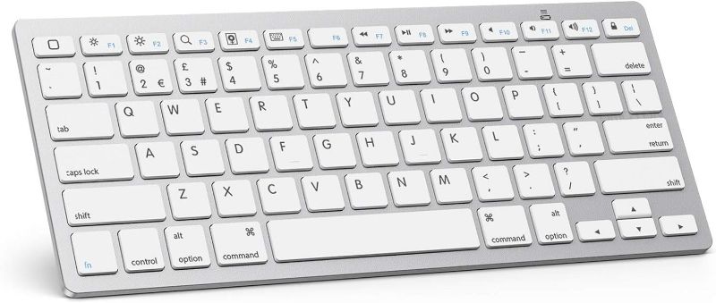 Photo 1 of OMOTON Ultra-Slim Bluetooth Keyboard for iPad 10.2(10th/ 9th/ 8th Generation)/ 9.7, iPad Air 5th / 4th Generation, iPad Pro 11/12.9, iPad Mini, and More Bluetooth Enabled Devices, White
