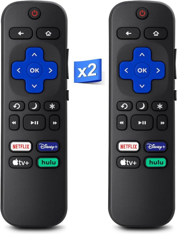 Photo 1 of Pack of 2 Replacement for Roku-TV-Remote, Compatible for TCL Roku/Hisense Roku/Onn Roku/Sharp Roku Series Smart TVs (Not for Roku Stick and Box)
