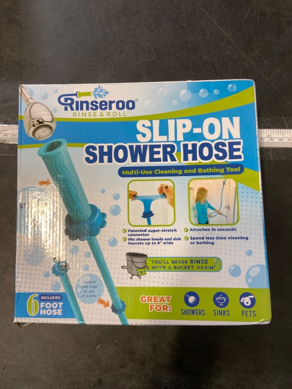 Photo 2 of Rinseroo Shower Hose: Slip-On, No-Install Attachment for Shower Cleaning, Babies, and Hair, Detachable 6 Foot Shower Hose, Fits Showerheads/Sinks up to 4"
