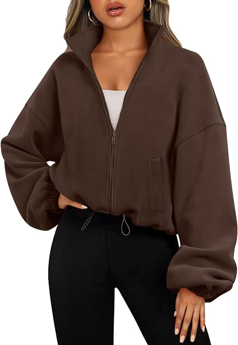 Photo 1 of Medium AUTOMET Womens Zip Up Hoodies Oversized Sweatshirts Long Sleeve Crop Sherpa Fall Outfits Fashion Clothes 2024
