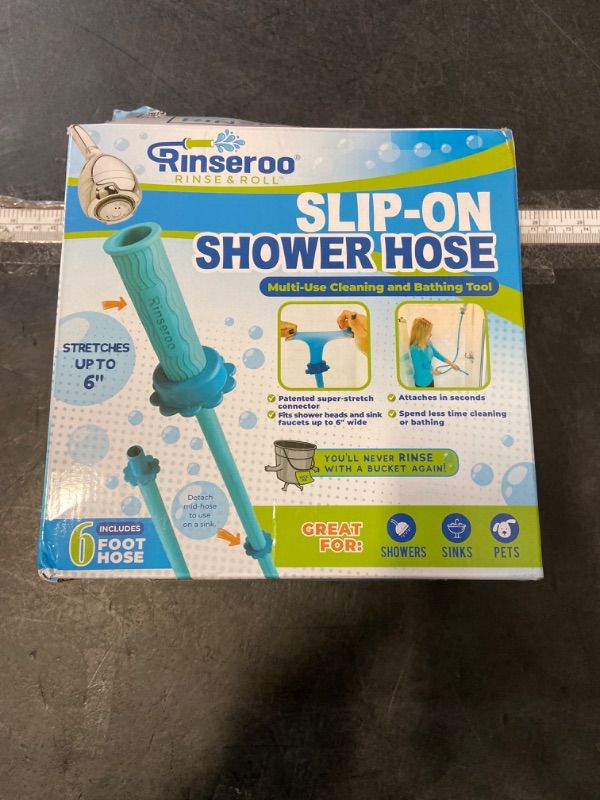 Photo 2 of Rinseroo Shower Hose: Slip-On, No-Install Attachment for Shower Cleaning, Babies, and Hair, Detachable 6 Foot Shower Hose, Fits Showerheads/Sinks up to 4"
