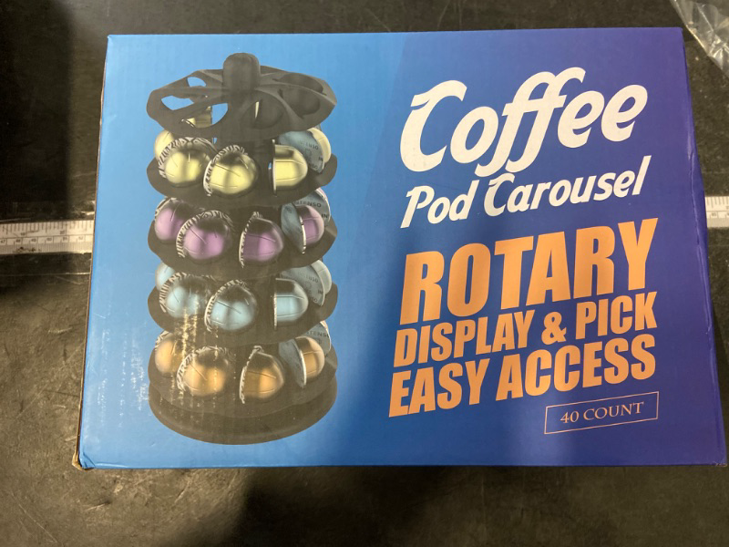 Photo 2 of EVERIE Rotary Coffee Pod Capsules Carousel Holder Organizer Compatible with 40 Nespresso Vertuoline Capsules (Black)
