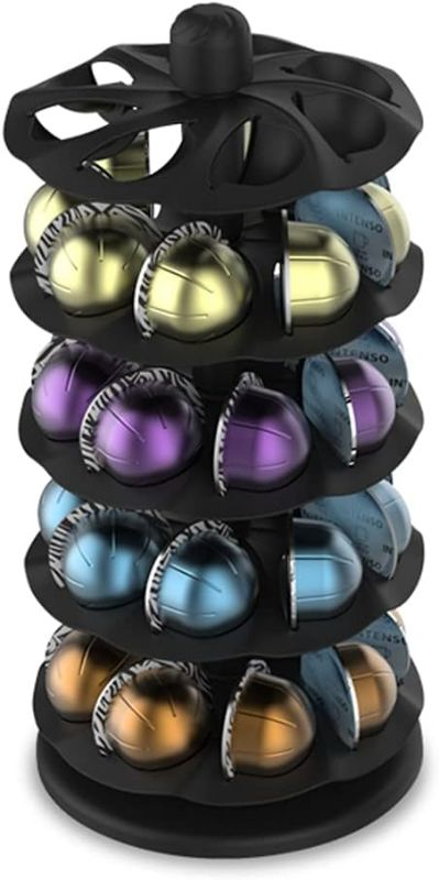 Photo 1 of EVERIE Rotary Coffee Pod Capsules Carousel Holder Organizer Compatible with 40 Nespresso Vertuoline Capsules (Black)
