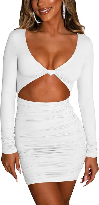 Photo 1 of XS/Small Kaximil Women's Sexy Bodycon Sleeveless Cut Out Ruched Tank Mini Club Party Dresses
