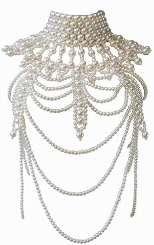 Photo 1 of Sexy braid fringed pearl sweater chain French retro multi-layer imitation pearl body chain
