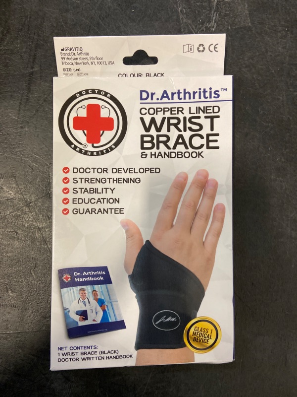 Photo 2 of Dr. Arthritis Doctor Developed Copper Wrist Brace/Wrap for Carpal Tunnel Support, Splint Brace -F.D.A. Medical Device & Doctor Handbook-Night Support for Women Men-Right & Left hands (Single)
