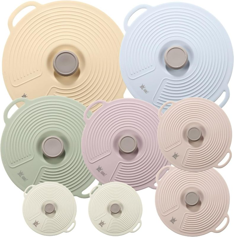 Photo 1 of GUANCI 8 Pack Silicone Lids for Bowl Silicone Microwave Cover with 6 Sizes Reusable Heat Resistant Suction Lids Fits Cups, Bowls, Plates, Pots, Pans, Skillets, Stove Top, Oven, Fridge Dishwasher Safe
