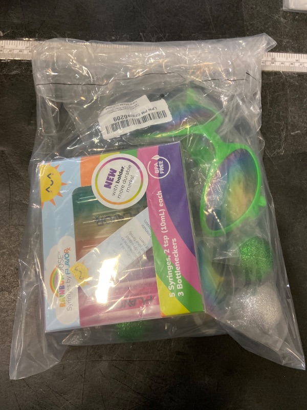 Photo 3 of Bundle FLAVORx Rainbow Dose Oral Dosing Syringes | No More Medicine-Time Meltdowns! | 5 Uniquely Colored Syringes | 10ml (2tsp) Each | 3 Bottleneckers Included & Poptrend 2 Pairs Alien Headband and Glasses,Alien Rainbow Lens Sunglasses,Headband Boppers An