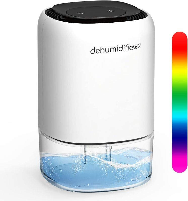 Photo 1 of Dehumidifiers for Bathroom - Kitette Electric Dehumidifier for Bathroom with 50OZ Watertank, Quiet Deihumidifier for Bedroom Wardrobe Camper Trailer, 7 Color LED Light, Auto Shut Off
