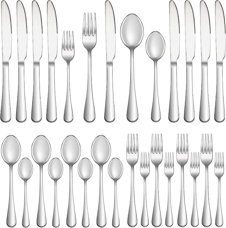 Photo 1 of 20 Piece Silverware Set Service for 4,Premium Stainless Steel Flatware Set,Mirror Polished Cutlery Utensil Set,Durable Home Kitchen Eating Tableware Set,Include Fork Knife Spoon Set,Dishwasher Safe
