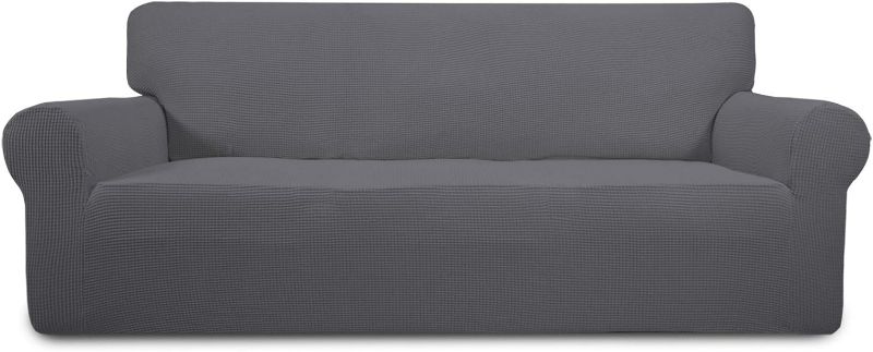 Photo 1 of Easy-Going Stretch Sofa Slipcover 1-Piece Sofa Cover Furniture Protector Couch Soft with Elastic Bottom for Kids, Polyester Spandex Jacquard Fabric Small Checks (Sofa, Gray)
