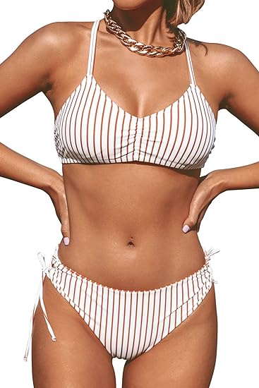 Photo 1 of Medium CUPSHE Women's 2 Piece Bikini Set Back Braided Straps with Reversible Bottom
