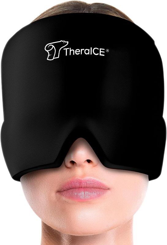 Photo 1 of TheraICE Migraine Relief Cap, Soothing Headache Ice Pack Mask Products, Cooling Gel Hat, Face Cold Compress Head Wrap for Tension, Stress & Hangover

