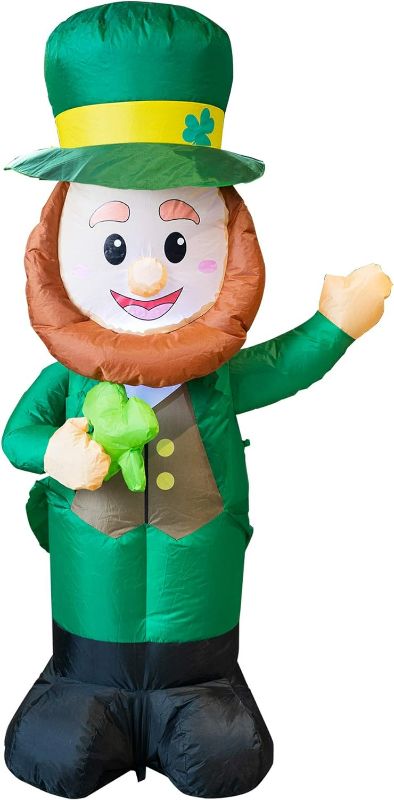 Photo 1 of FUNPENY 4 Feet Inflatable St Patrick's Day Decoration, Blow Up Leprechaun with Green Hat and Lucky Clover in Hand for Indoor Outdoor Lawn Yard

