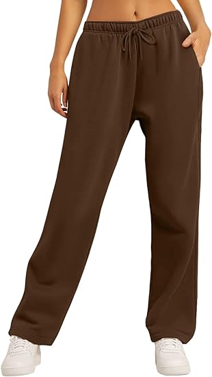 Photo 1 of Medium AUTOMET Women’s Fleece Lined Sweatpants Baggy Wide Straight Leg Pants
