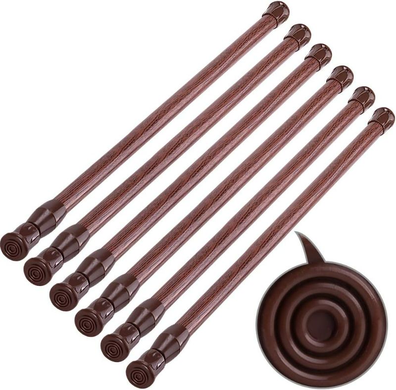 Photo 1 of SIQUK 6 Pack Cupboard Bars Adjustable Spring Tension Rods Wood Grain Refrigerator Bar Extendable Rod for DIY Projects, 15.7" to 28"
