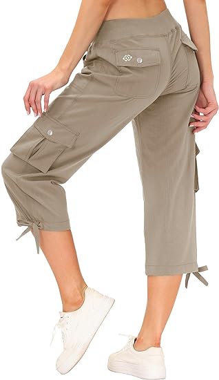 Photo 1 of 3XL MoFiz Women's Cargo Capris Hiking Pants Lightweight Quick Dry Outdoor Athletic Travel Casual Loose Comfy Cute Pockets
