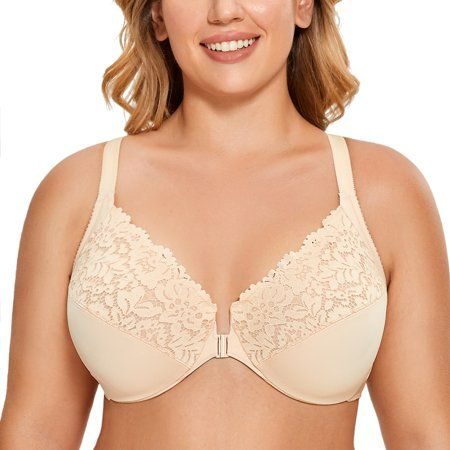 Photo 1 of 46B DELIMIRA Women Front Closure Full Coverage Lace Underwire Racerback Bra
