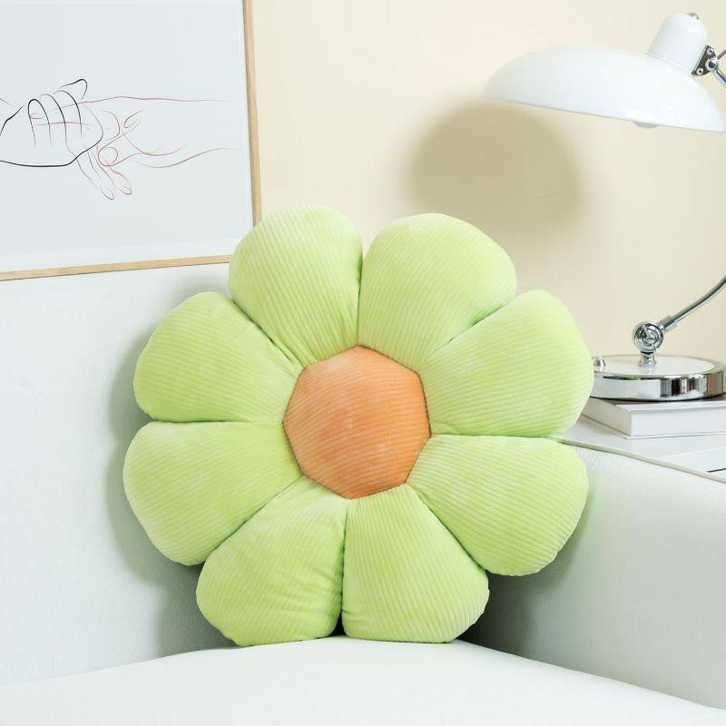 Photo 1 of Sioloc Flower Pillow,Flower Shaped Throw Pillow Butt Cushion Flower Floor Pillow,Seating Cushion,Cute Room Decor & Plush Pillow for Bedroom Sofa Chair(Light Green,15.7")
