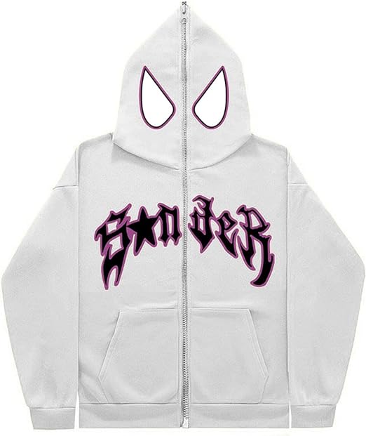 Photo 1 of Large Unisex Spider Hoodie Y2K Full Zip Up Hooded Sweatshirt with Pocket Oversized Novelty Graphic Print Jacket for Adults Teens
