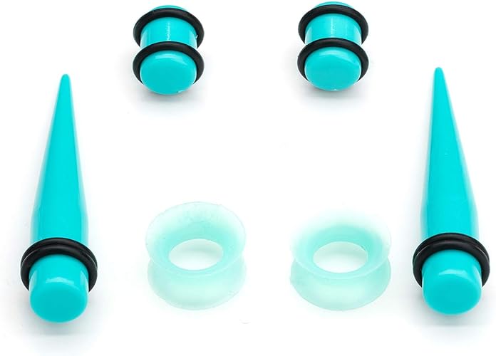 Photo 1 of 48 pcs Ear Stretching Kit Silicone Tunnels Acrylic Tapers and Plugs 14G-2G Gauges Set With 6mm Rhinestone Nose Ring