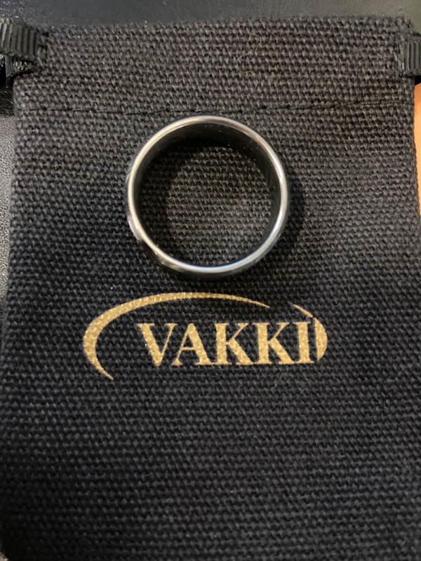 Photo 2 of Size 11.5 Vakki 8mm Tungsten Wedding Ring for Women Natural Abalone Shell/Mother of Pearl/Lapis Lazuli Inlay Promise Ring Beveled Edge Comfort Fit
