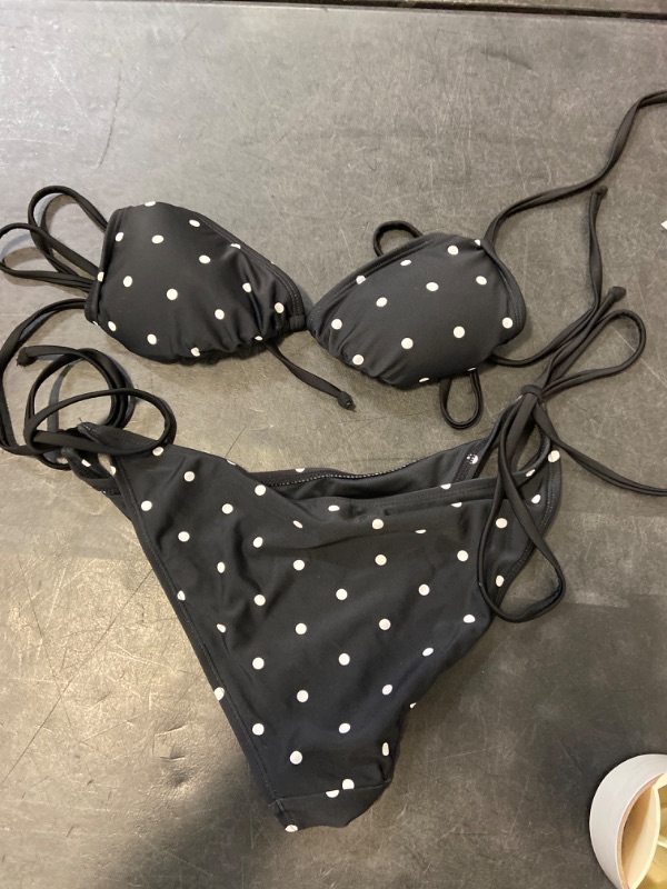 Photo 2 of Size Medium  Polka Dot Black White Women Swimsuit Swimwear Set Top Bottom Bikini Bra Beachwear Size M
